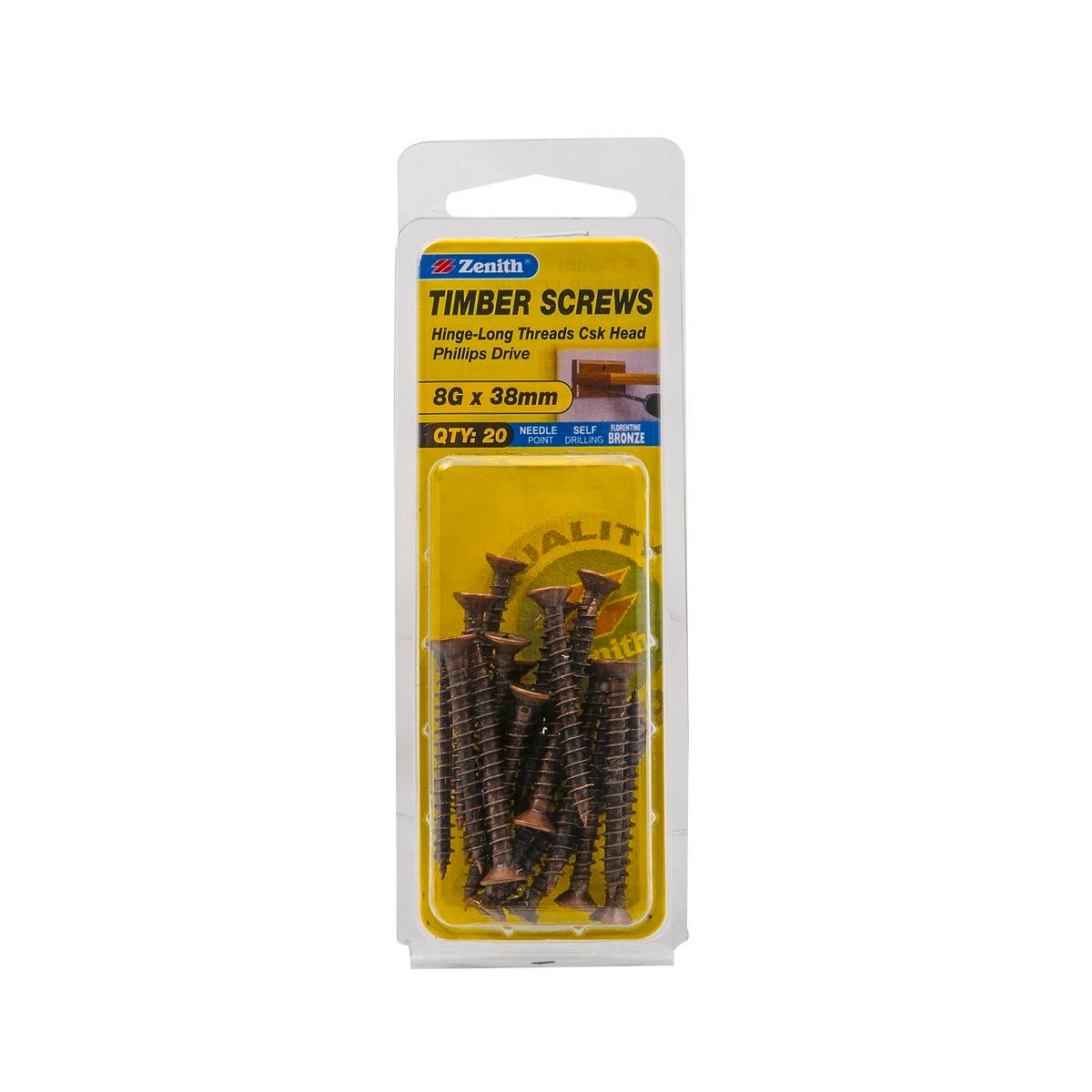Zenith Timber Screws - 8g x 40mm - Florentine Bronze - 20 Pack