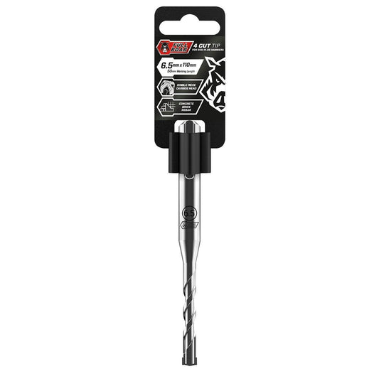 Full Boar 4 Cut Tip Drill Bit - 6.5mm x 110mm - Carbide - Concrete Use - Auzzistore