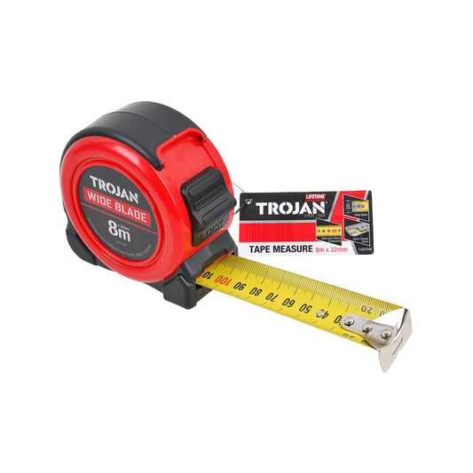 Trojan 8m Wide Blade Tape Measure - Double-Sided Graduation - Durable – view 2 - Auzzistore