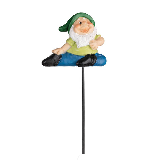 Northcote Pottery Yoga Gnome Garden Stake 6.5 x 15cm Green - Polyresin