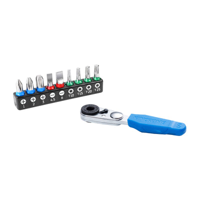 Kincrome 10 Piece Mini Ratchet Bit Set - 1/4" Ratchet - Compact - Durable