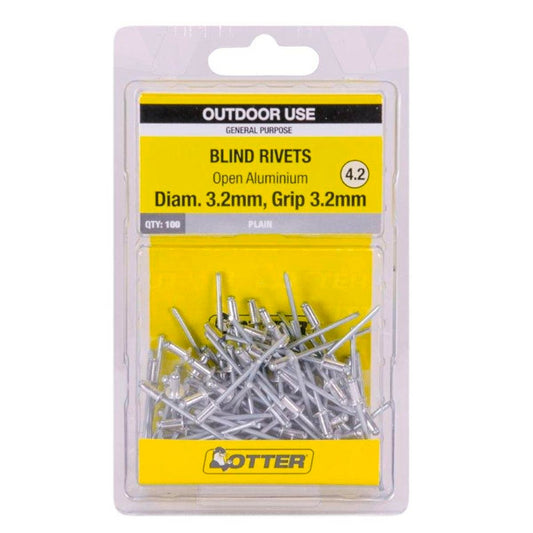 Otter Open Aluminium Blind Rivets 2x3 2mm 100 Pack Strong Durable - Auzzistore