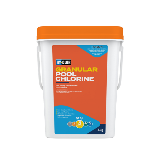 Hy Clor Granular Pool Chlorine - 4kg - Calcium Hypochlorite - Algae Control - Auzzistore
