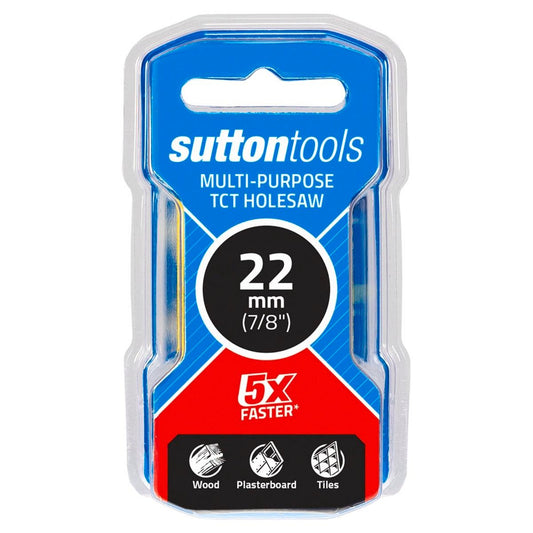 Sutton Tools 22mm Tct Multi Purpose Seamless Holesaw - Red - Auzzistore