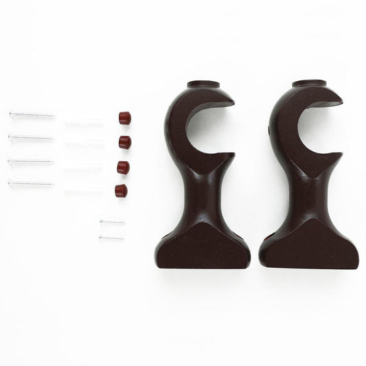 Windoware Curtain Brackets - 33mm - Timber - Walnut Finish - 2 Pack - Auzzistore