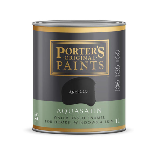 Porter S Paints 1L Aniseed Aqua Satin - Enamel Paint - Low Odour - UV Resistant - Auzzistore