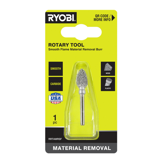 Ryobi Rotary Smooth Flame Material Removal Burr - 51mm x 21mm x 101mm - Efficient Concave Cuts