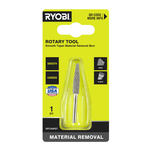 Ryobi Rotary Smooth Taper Material Removal Burr - 51mm x 21mm x 101mm - Durable Carbide - Auzzistore