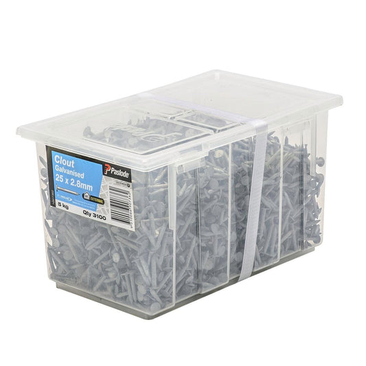 Paslode Galvanised Clouts 25mm x 2.8mm 5kg Pack - Corrosion Resistant - Auzzistore