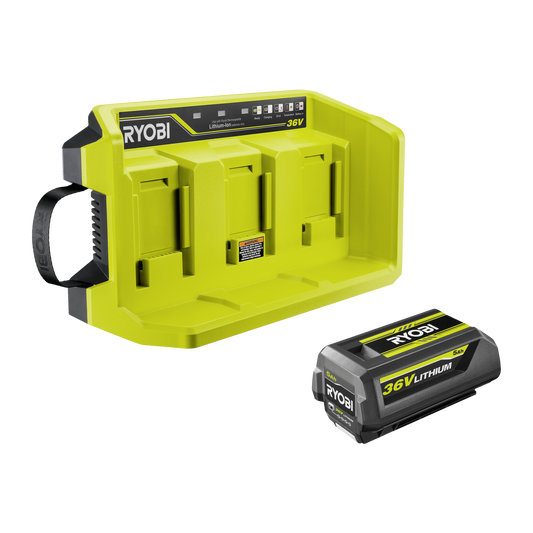 Ryobi 36V 3 Port Charger & 5Ah Battery Kit - 36V - Efficient Charging