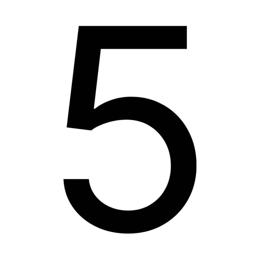 Numero Black 5 Vinyl Transfer - Self-Adhesive House Number - 41mm x 64mm - Weatherproof - Auzzistore