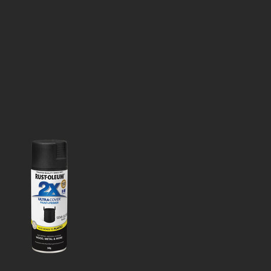 Rust-Oleum 2X Ultra Cover Spray Paint - 340g - Semi Gloss Black - Fast-Drying - Any-Angle Application – view 2 - Auzzistore