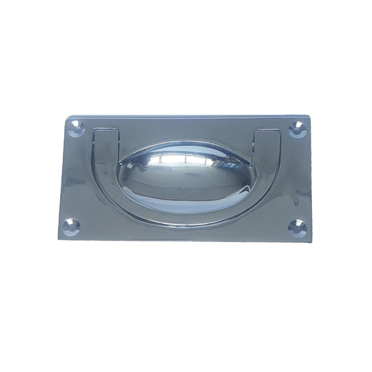 Delf Flush Drop Handle - 88mm x 50mm - Satin Chrome - Solid Brass - Easy Pull - Auzzistore