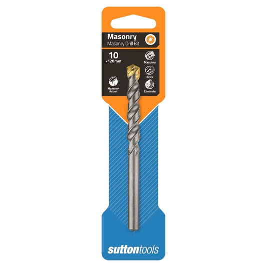 Sutton Tools 10mm TCT Masonry Drill Bit 120mm Carbide Tip Durable - Auzzistore
