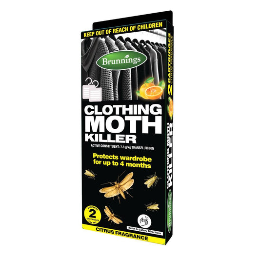 Brunnings Citrus Scented Moth Killer 2 Pack - 61mm x 145mm - Grey - 4 Month Protection - Auzzistore