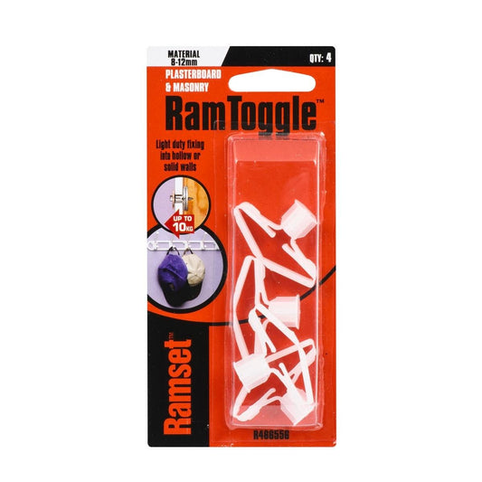Ramset Ramtoggle 8 x 12mm Nylon Fasteners 4 Pack Flush Fixing - Auzzistore