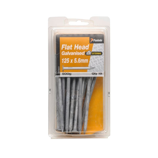 Paslode Flat Head Nails 125mm Galvanised Steel 19 Pack Corrosion Resistant - Auzzistore