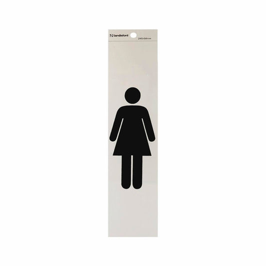 Sandleford Ladies Symbol Silver Self Adhesive Sign 245 x 58mm - Auzzistore