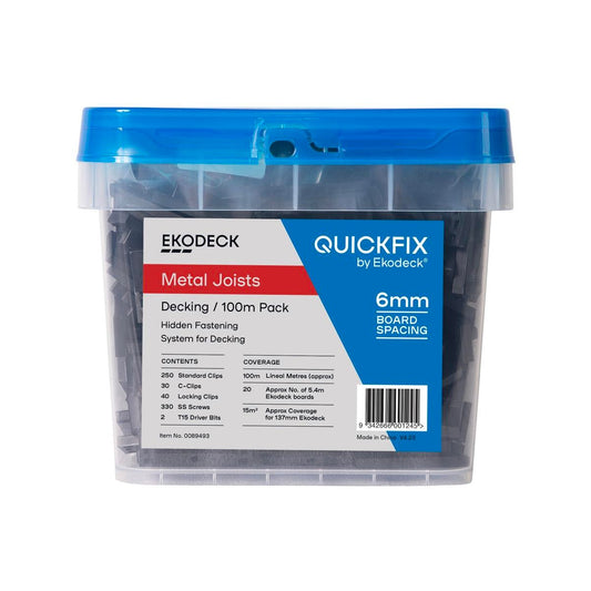 Quickfix Ekodeck 6mm 100lm Kit Timber Joists - Concealed Fixing Solution - Auzzistore
