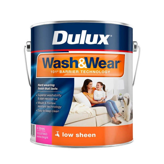 Dulux Extra Bright Low Sheen Wash Wear Interior Paint 4L - 101 Barrier Technology - Washable - Mould Resistant - Auzzistore