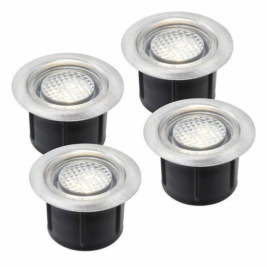 Brilliant Warm White LED Lennox Deck Light Add On Kit 4 Pack - 40mm - Stainless Steel