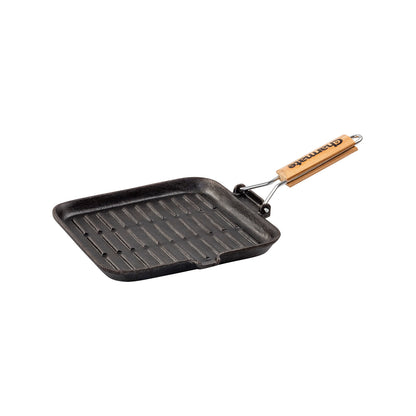Charmate Cast Iron Frying Pan, Pre-Seasoned, Folding Handle, Even Heat Distribution