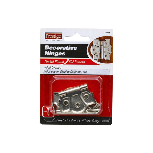 Prestige Decorative Butt Hinges - 45mm Nickel Plated - Steel - 2 Pack