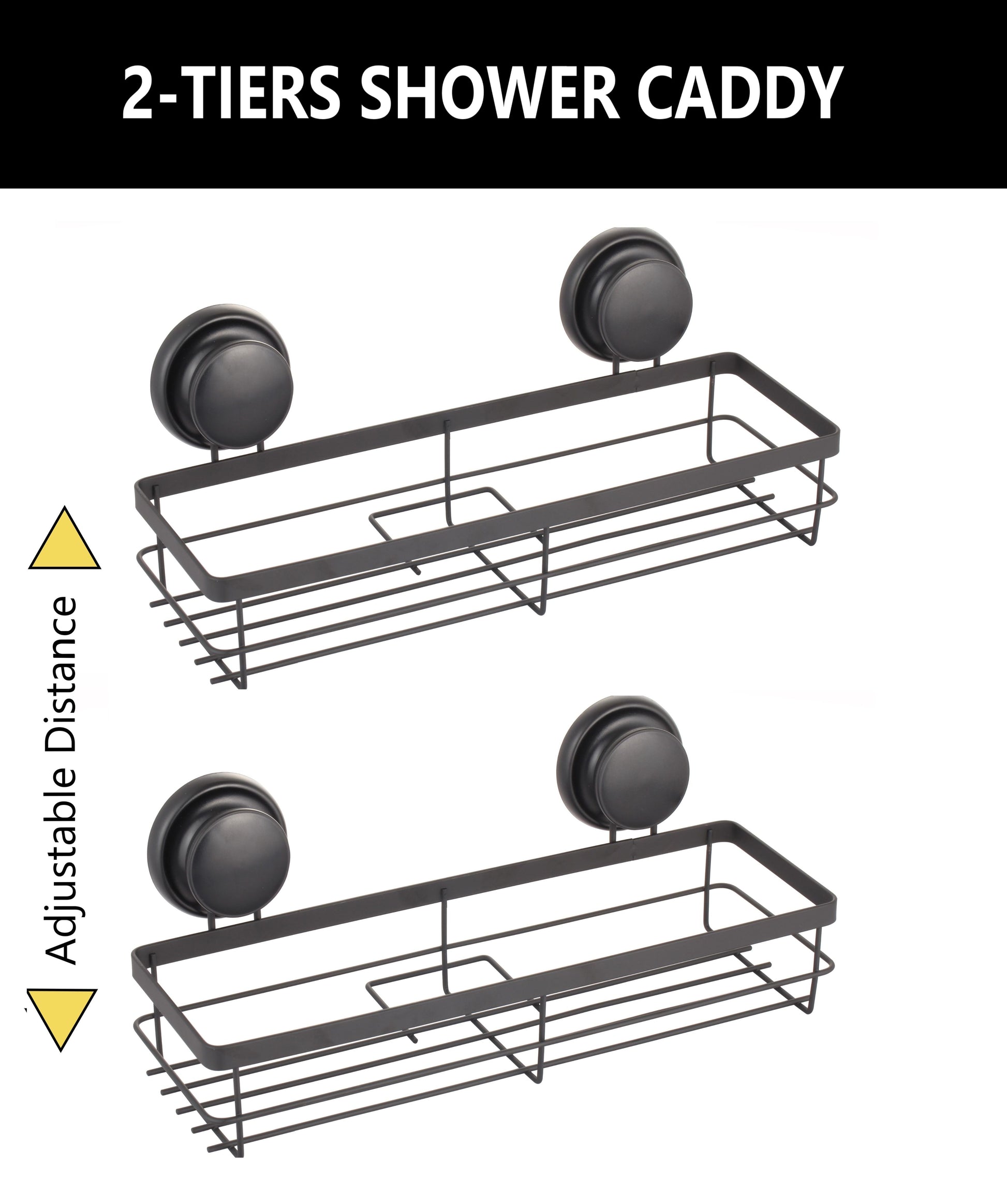 2 Pack Rectangular Corner Shower Caddy Shelf Basket Rack with Premium Vacuum Suction Cup No-Drilling for Bathroom and Kitchen | Auzzi Store