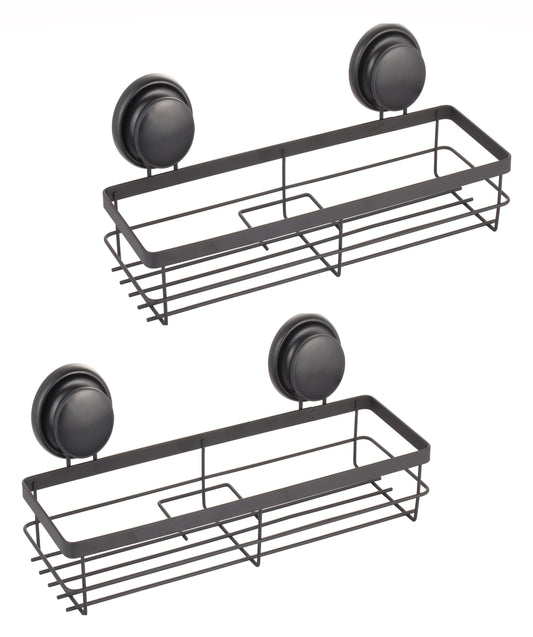 2 Pack Rectangular Corner Shower Caddy Shelf Basket Rack with Premium Vacuum Suction Cup No-Drilling for Bathroom and Kitchen | Auzzi Store