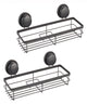 2 Pack Rectangular Corner Shower Caddy Shelf Basket Rack with Premium Vacuum Suction Cup No-Drilling for Bathroom and Kitchen | Auzzi Store
