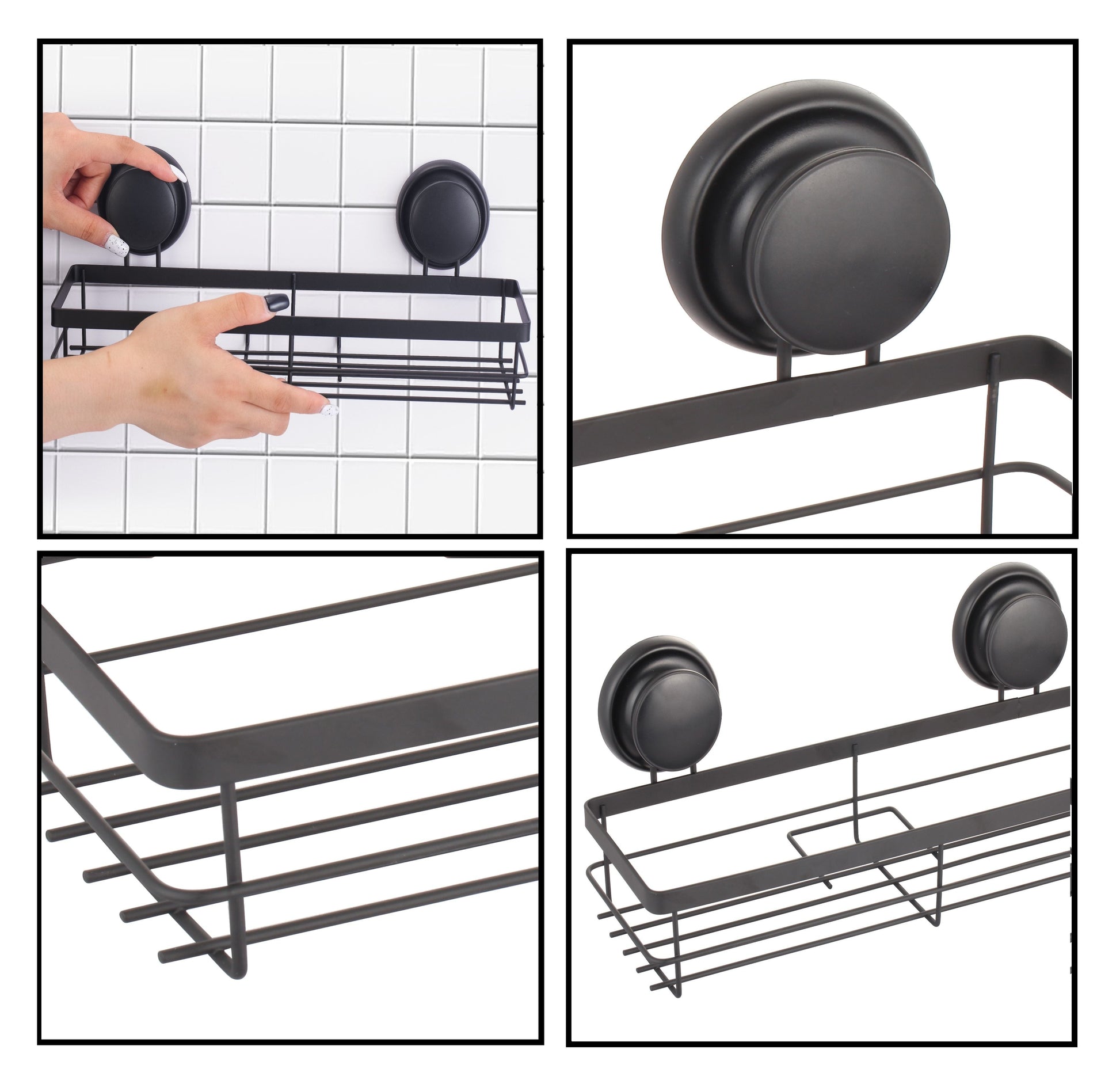 2 Pack Rectangular Corner Shower Caddy Shelf Basket Rack with Premium Vacuum Suction Cup No-Drilling for Bathroom and Kitchen | Auzzi Store