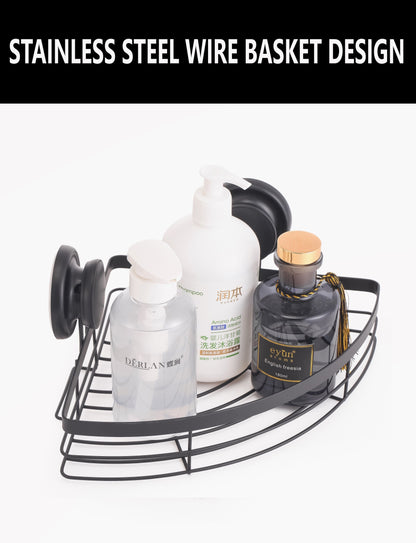 2 Pack Round Corner Shower Caddy Shelf Basket Rack with Premium Vacuum Suction Cup No-Drilling for Bathroom and Kitchen | Auzzi Store