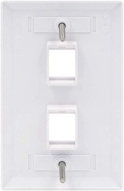 2 Port QuickPort outlet Wall Plate face plate, two Gang White | Auzzi Store