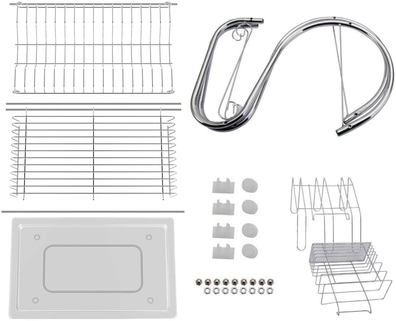 2 Tier Dish Rack with Drain Board for Kitchen Counter and Plated Chrome Dish Dryer Silver 42 x 25,5 x 38 cm | Auzzi Store