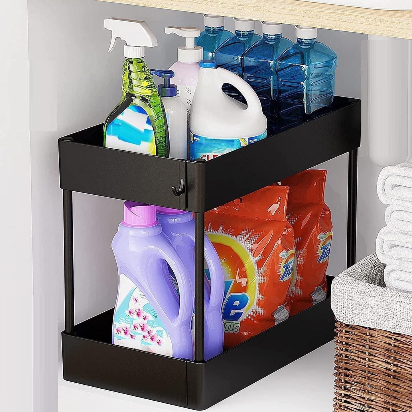 2 Tier Multi-Purpose Under Sink Organizer Shelf Storage Rack for Bathroom and Kitchen | Auzzi Store