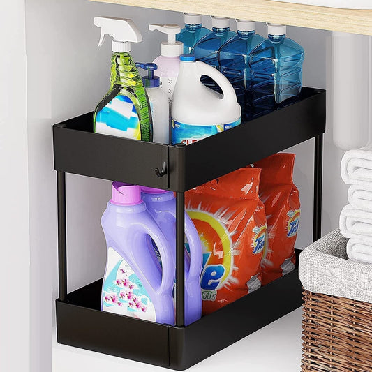 2 Tier Multi-Purpose Under Sink Organizer Shelf Storage Rack for Bathroom and Kitchen | Auzzi Store