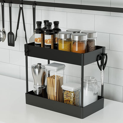 2 Tier Multi-Purpose Under Sink Organizer Shelf Storage Rack for Bathroom and Kitchen | Auzzi Store
