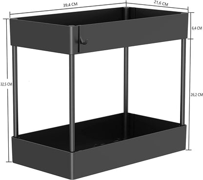 2 Tier Multi-Purpose Under Sink Organizer Shelf Storage Rack for Bathroom and Kitchen | Auzzi Store
