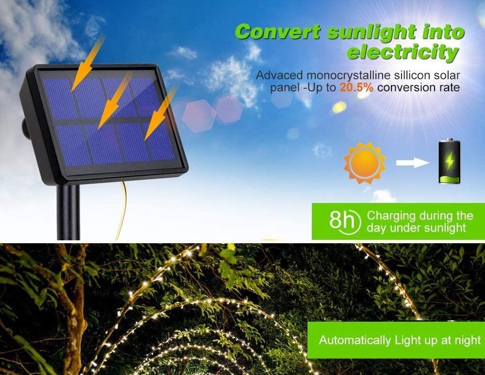 200 Waterproof LED Solar Fairy Light Outdoor with 8 Lighting Modes for Home,Garden and Decoration | Auzzi Store