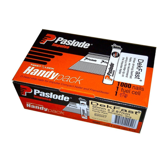 Paslode 50mm 2.87mm Galvanised DekFast Nails 1000 Pack Durable - Auzzistore