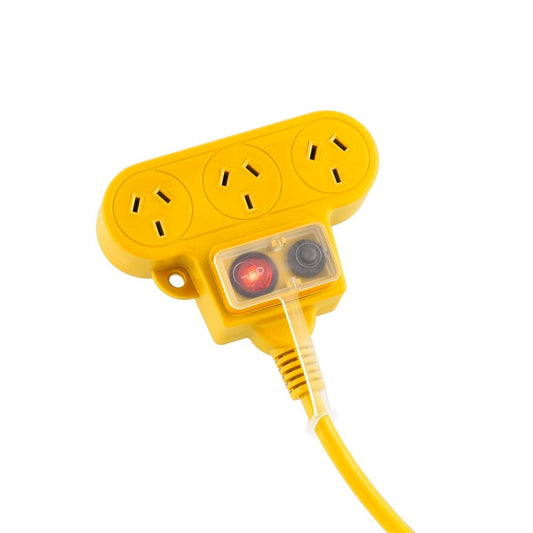 Arlec 15m Heavy Duty Triple Socket Extension Lead - Yellow - 3 Outlets - Auzzistore