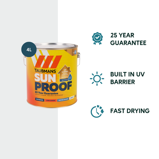 Taubmans 4L White Low Sheen Exterior Paint - UV Protection - Fast Drying – view 2 - Auzzistore