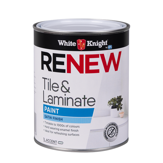 White Knight Accent Satin Renew Tile and Laminate Paint 1L - White - Auzzistore