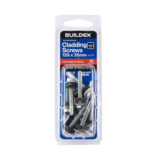 Buildex Roofing Teks Screws 12g x 35mm - Class 3 - 10 Pack - Self-Drilling - Auzzistore