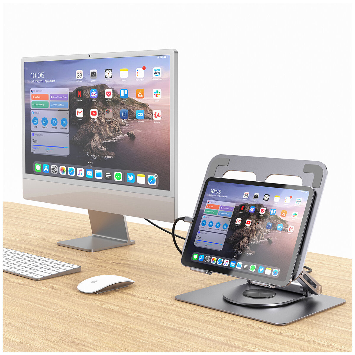 mBeat Stage S12 Rotating Laptop Stand with USB-C Docking Station Space Grey MB-STD-S12GRY