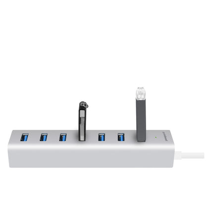 mBeat 7 Port USB 3.0 Aluminium Slim Hub With Power For PC And Mac Silver MB-HUB768