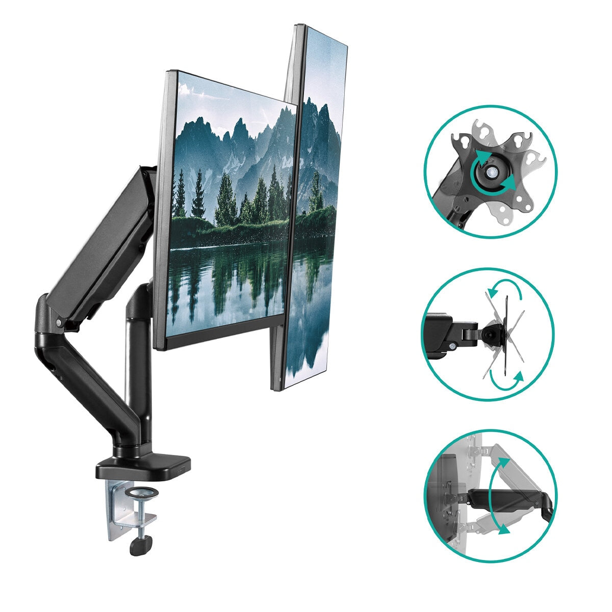 activiva ErgoLife Dual Monitor Arm ACA-MMA-DGC01K Steel Gas Spring | Supports 17-32 Inch Screen Size