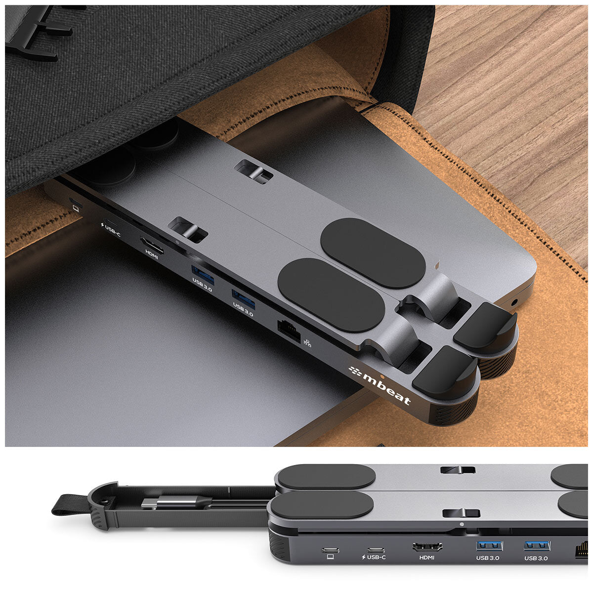 mbeat Stage P5 Portable Laptop Stand With USB-C Docking Station MB-STD-P5GRY