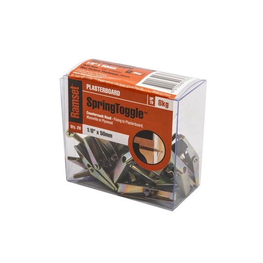 Ramset Spring Toggle 1 8 x 50mm Carbon Steel 20 Pack High Load Capacity - Auzzistore