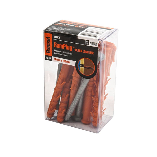 Ramset Ultra Long Anchor 10 x 100mm Nylon Galvanised 10 Pack - Auzzistore
